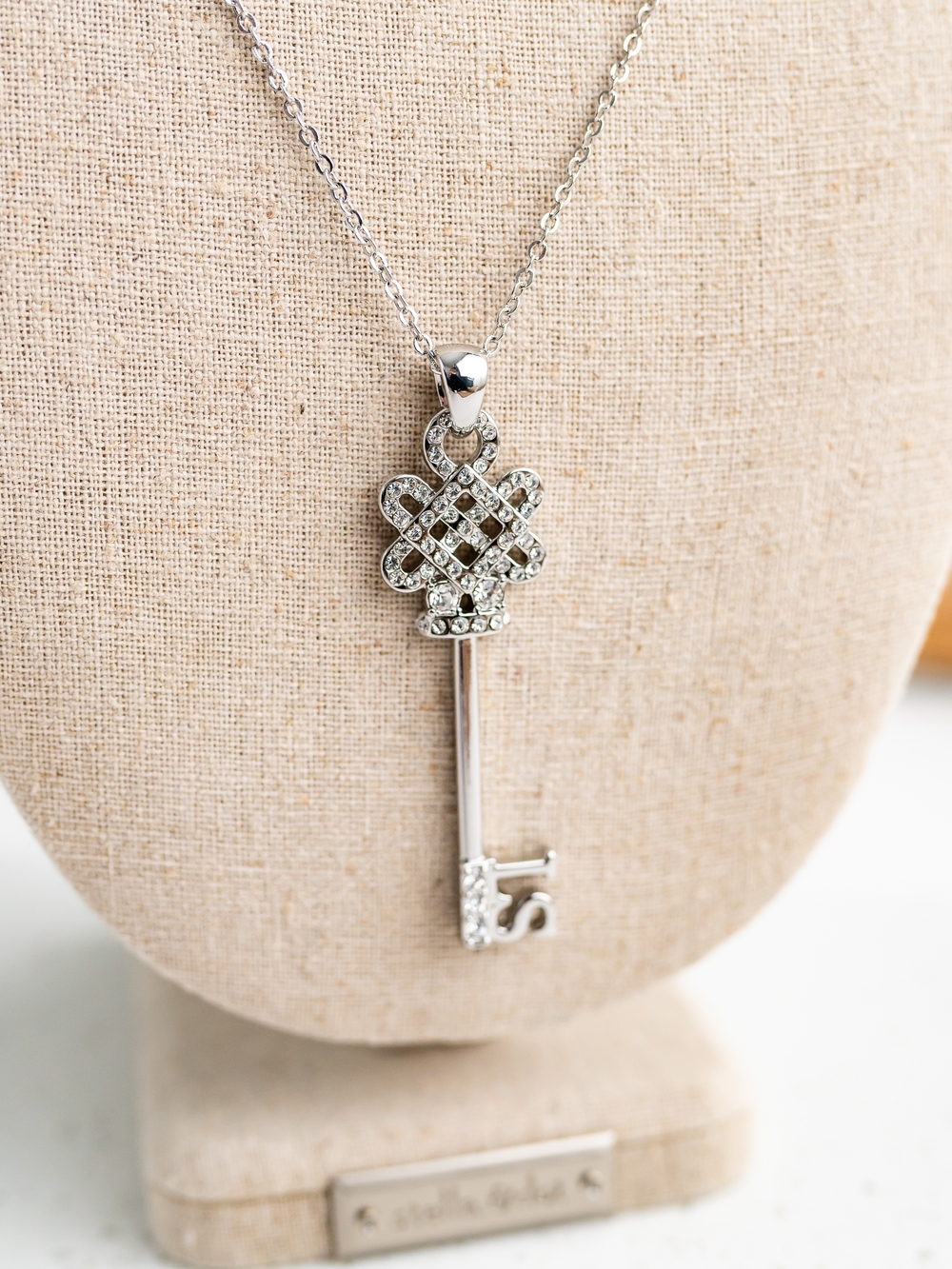 Lia Sophia Silver Crystal Key Pendant Necklace